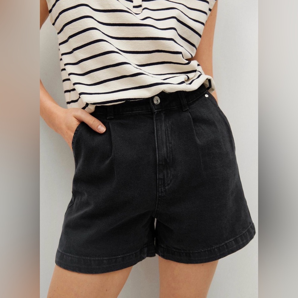 Mango Black Denim Shorts